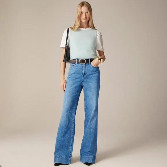 J. Crew Light Blue High-Rise Wide-Leg Jeans - Picture 1 of 9